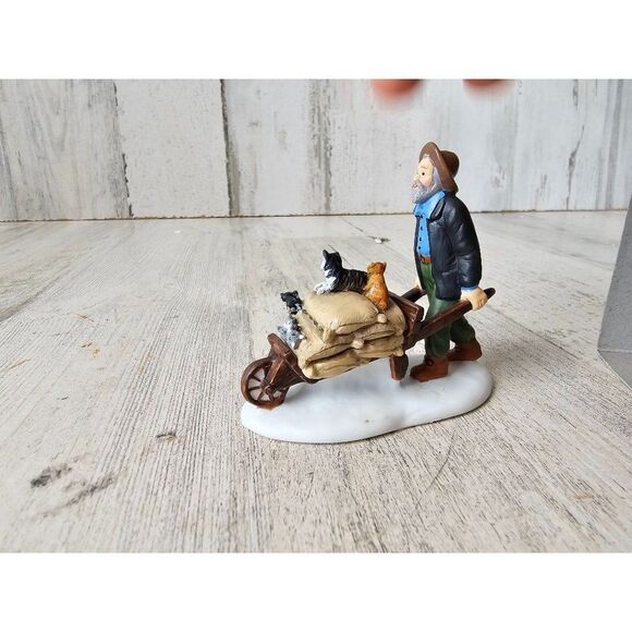 Dept 56 57110 not too fast please cats kitten wheelbarrow Man village New Englan - Picture 4 of 7